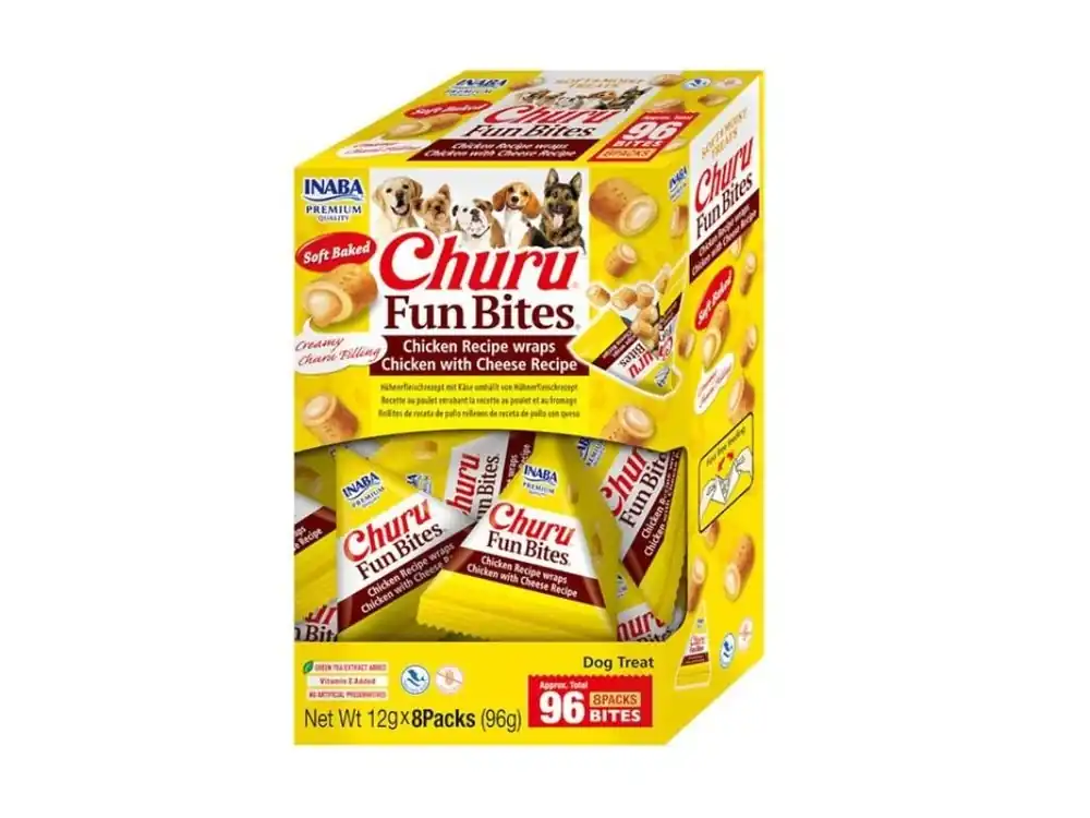 Churu FUN Bites Dog KUŘE, SÝR 96 g (8x12 Speciale Aanbieding