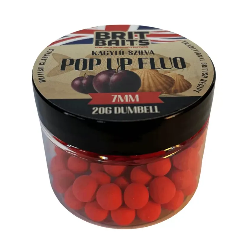 Beperkt Aanbod BritBaits Pop Up fluo Kagyló-Szilva 7 mm