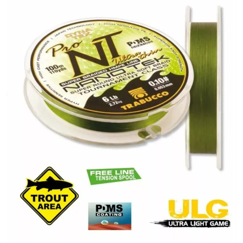 Trabucco DYNA-TEX PRO NANO TEK ULTRA THIN 100 M 0,072 MM Snelle Levering