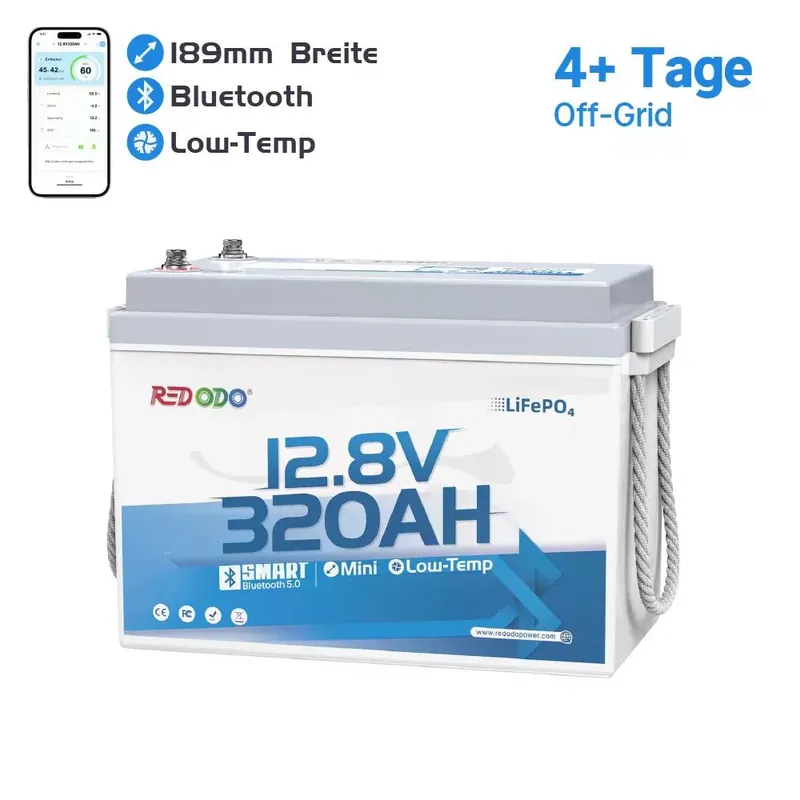 Redodo LiFePO4 12V 320Ah Mini B190 BlueTooth akkumulátor Nieuw