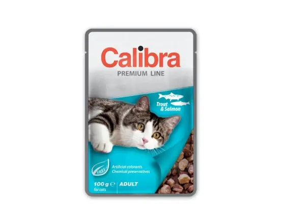 Calibra Cat kapsa Premium Adult Trout & Salmon 100g Hoge Kwaliteit
