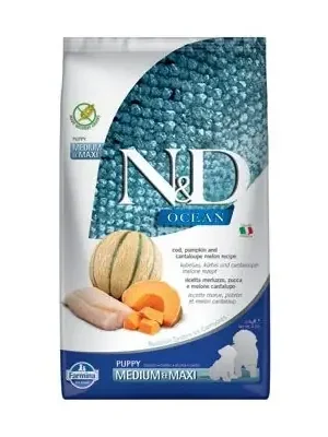 Veilige Betaling N&D OCEAN DOG Puppy M/L Codfish & Pumpkin& Melon 2,5kg