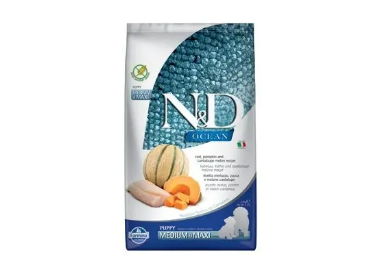 Veilige Betaling N&D OCEAN DOG Puppy M/L Codfish & Pumpkin& Melon 2,5kg