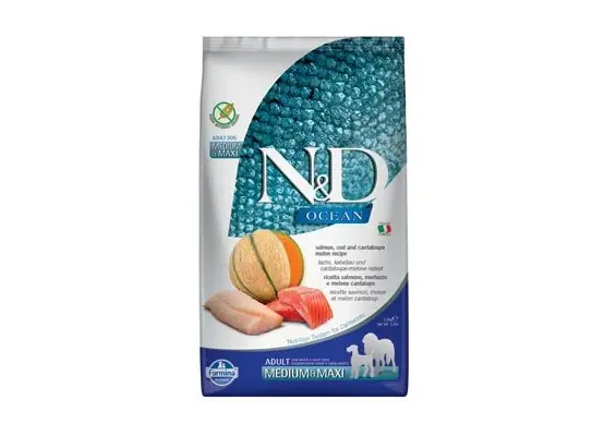 Superprijs N&D OCEAN DOG Adult M/L Salmon & Cod & Melon 2,5 kg