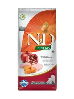 Beperkt Aanbod N&D Pumpkin DOG Puppy M/L Chicken & Pomegranate 12kg