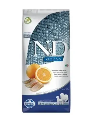 Bestel Nu N&D OCEAN DOG Adult M/L Herring & Orange 12kg
