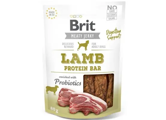 Finale Uitverkoop Brit Dog Jerky Lamb Protein Bar 80g