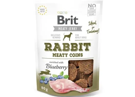 Brit Dog Jerky Rabbit Meaty Coins 80g Uitverkoop