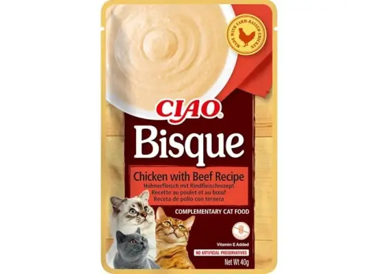Betrouwbaar Inaba Ciao Bisque kuře a hovězí 40 g
