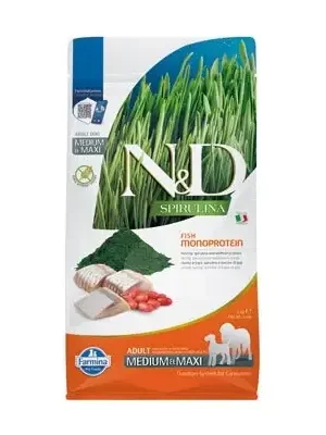 Bestel Nu N&D SPIRULINA DOG Adult M/L Herring & Wolfberry 2kg