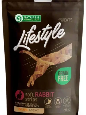 Nature‘s Protection Cat Snack Lifestyle měkké králičí proužky 75 g Korting