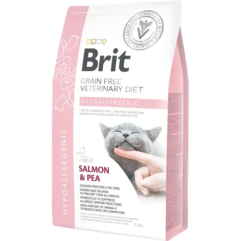 Laatste Versie Brit GF Veterinary Diets Cat Hypoallergenic 2 kg