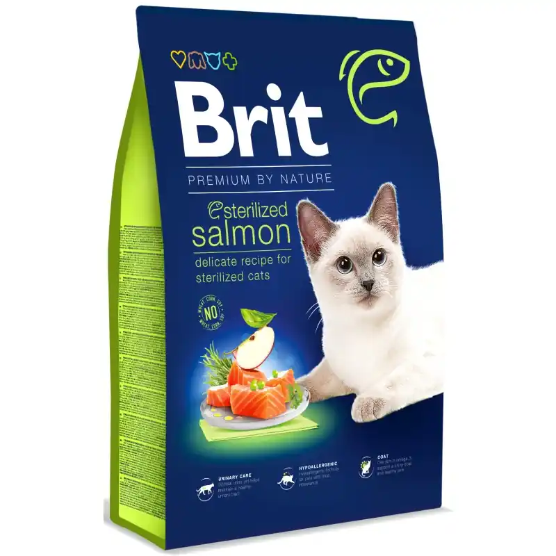Gratis Retour Brit Premium by Nature Cat Sterilized Salmon 8 kg