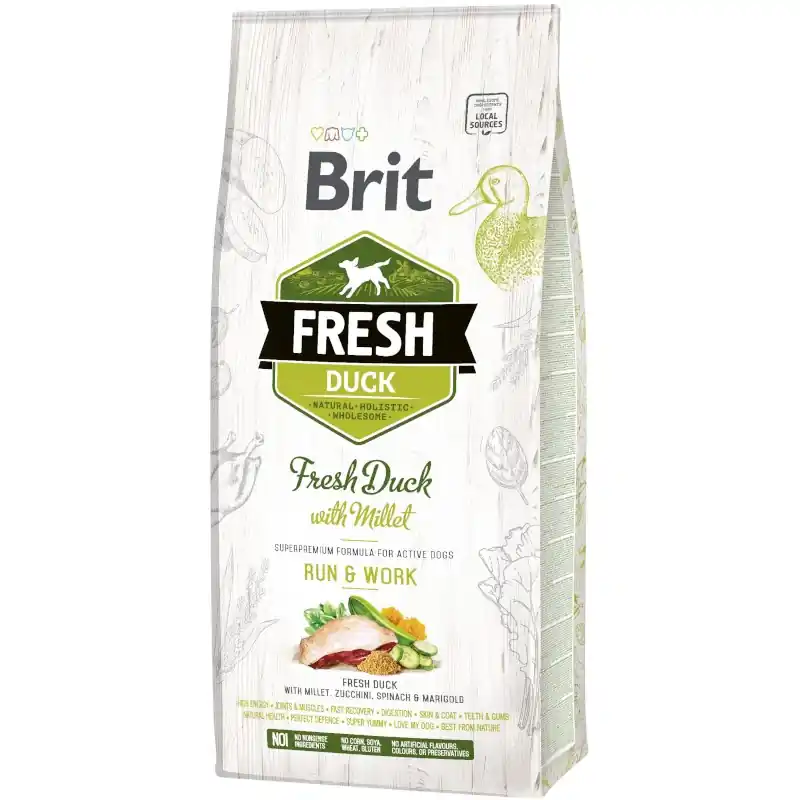 Brit Fresh Duck with Millet Adult Run & Work 12 kg Betrouwbaar