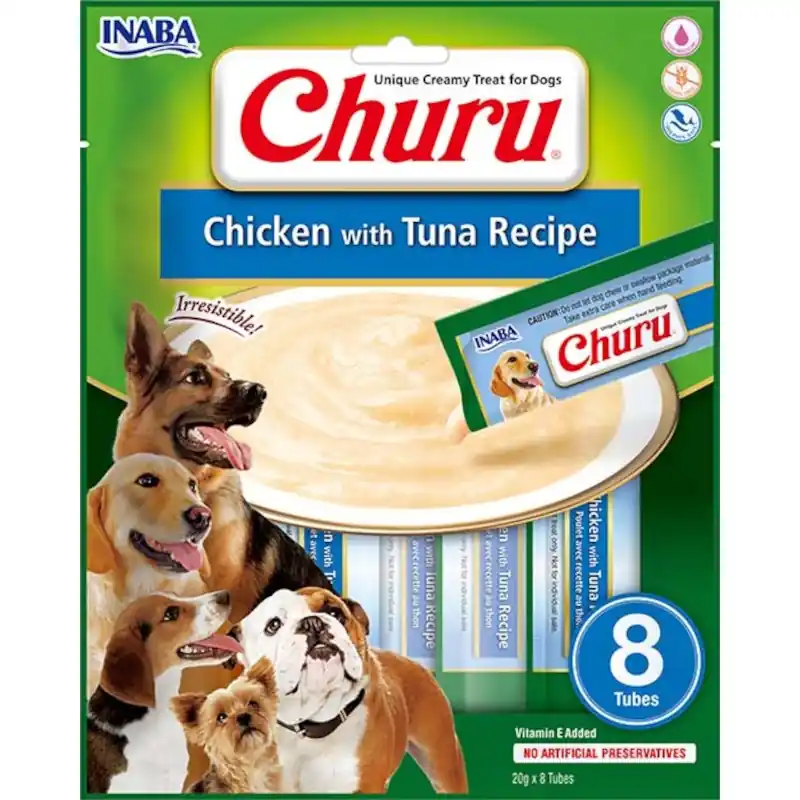 Betaalbaar Inaba Churu Dog Snack kuře a tuňák 8 × 20 g