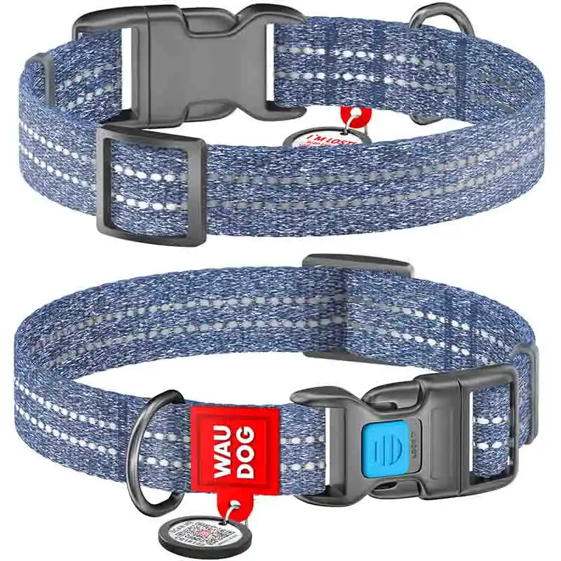 Korting WAUDOG Re-cotton obojek 2,5 × 33–49 cm tmavě modrý