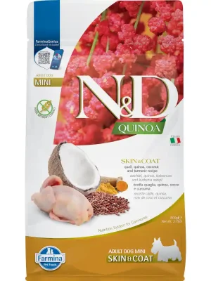 N&D QUINOA Dog Skin & Coat Quail Adult Mini 800 g Laatste Kans