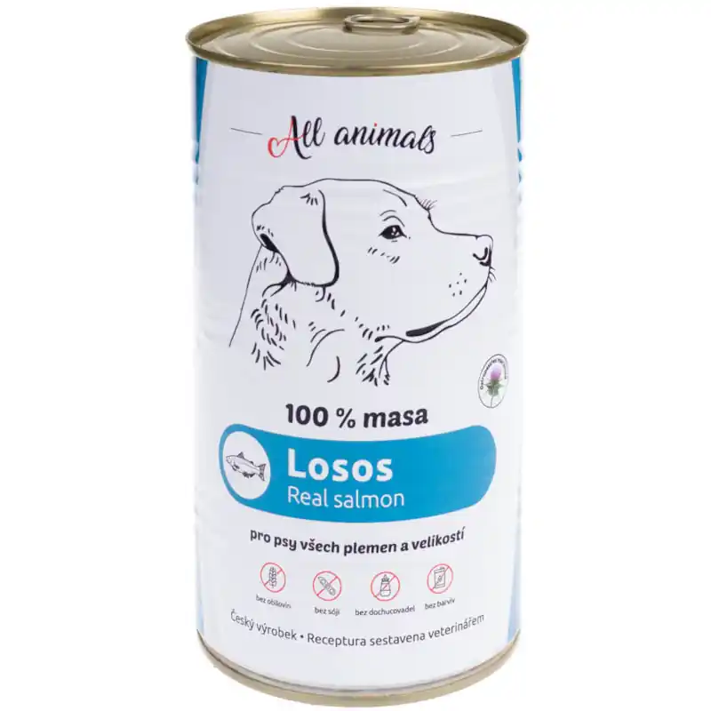 Betrouwbaar ALL ANIMALS konz. pro psy losos mletý 1200g