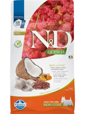 Actieprijs N&D QUINOA Dog Skin & Coat Herring Adult Mini 800 g
