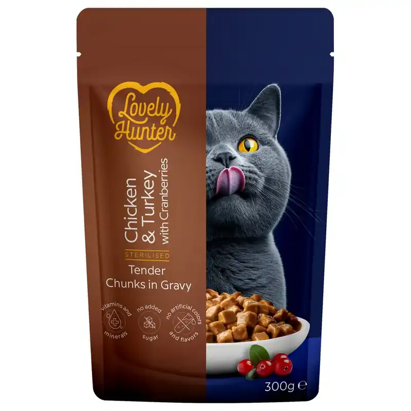 Lovely Hunter Cat Sterilised Chicken & Turkey 300 g Gereduceerde Prijs
